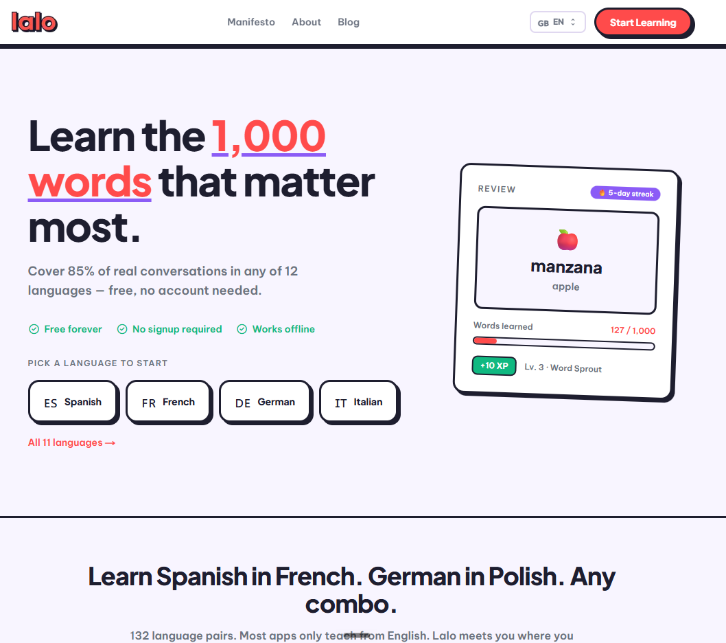 Lalo — language-learning web app