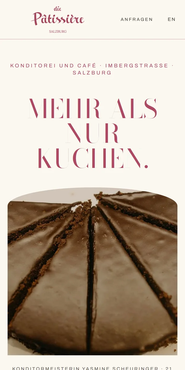 die Pâtissière website on a phone